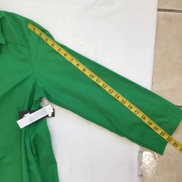 Step In Style Elegant Bright Green Collared Button Up High-Low Shirt Dress SZ M - Picture 11 of 12